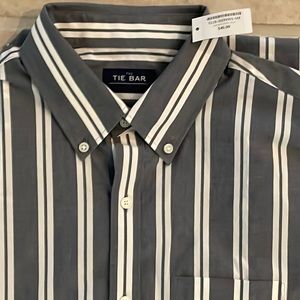 Tie Bar Awning Stripe Blue Short Sleeve mens small shirt. Brand new.